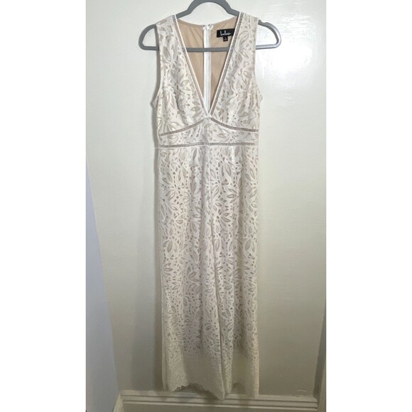 Lulus Amora White Lace Jumpsuit Women's Wide Leg Size Small Party Coctel - Picture 2 of 10